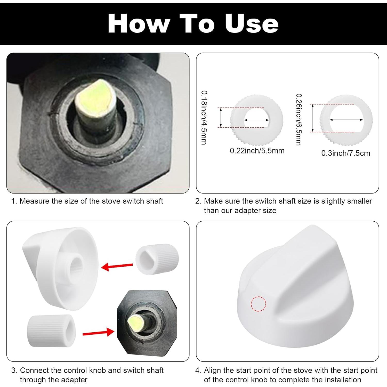 Perillas de Control Jetec 4 Piezas con 12 Adaptadores Blancas