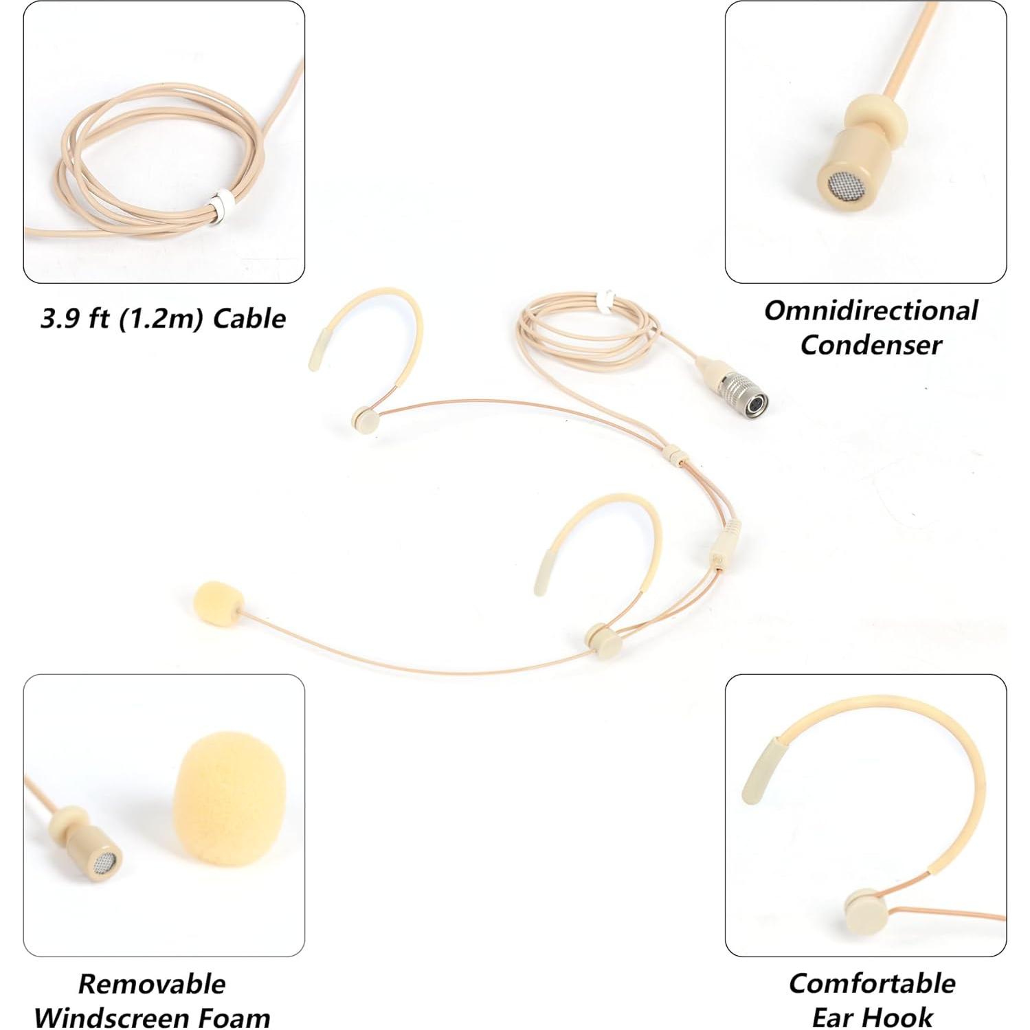 Micrófono de Diadema Beige JTLAU HS-4338-4T 1.2m para Audio Technica