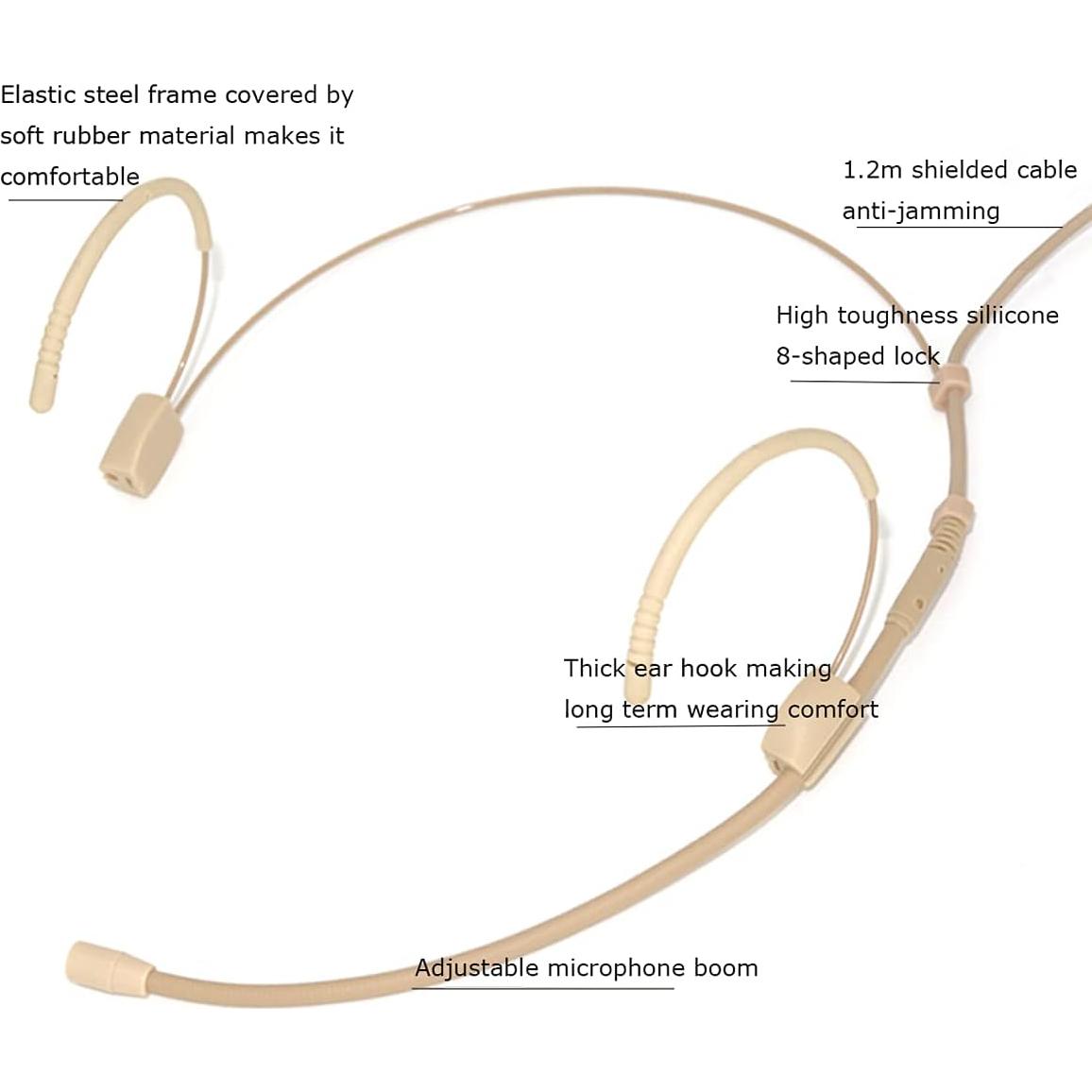 Auricular Micrófono Doble Omnidireccional XGWTH Beige 1.2m