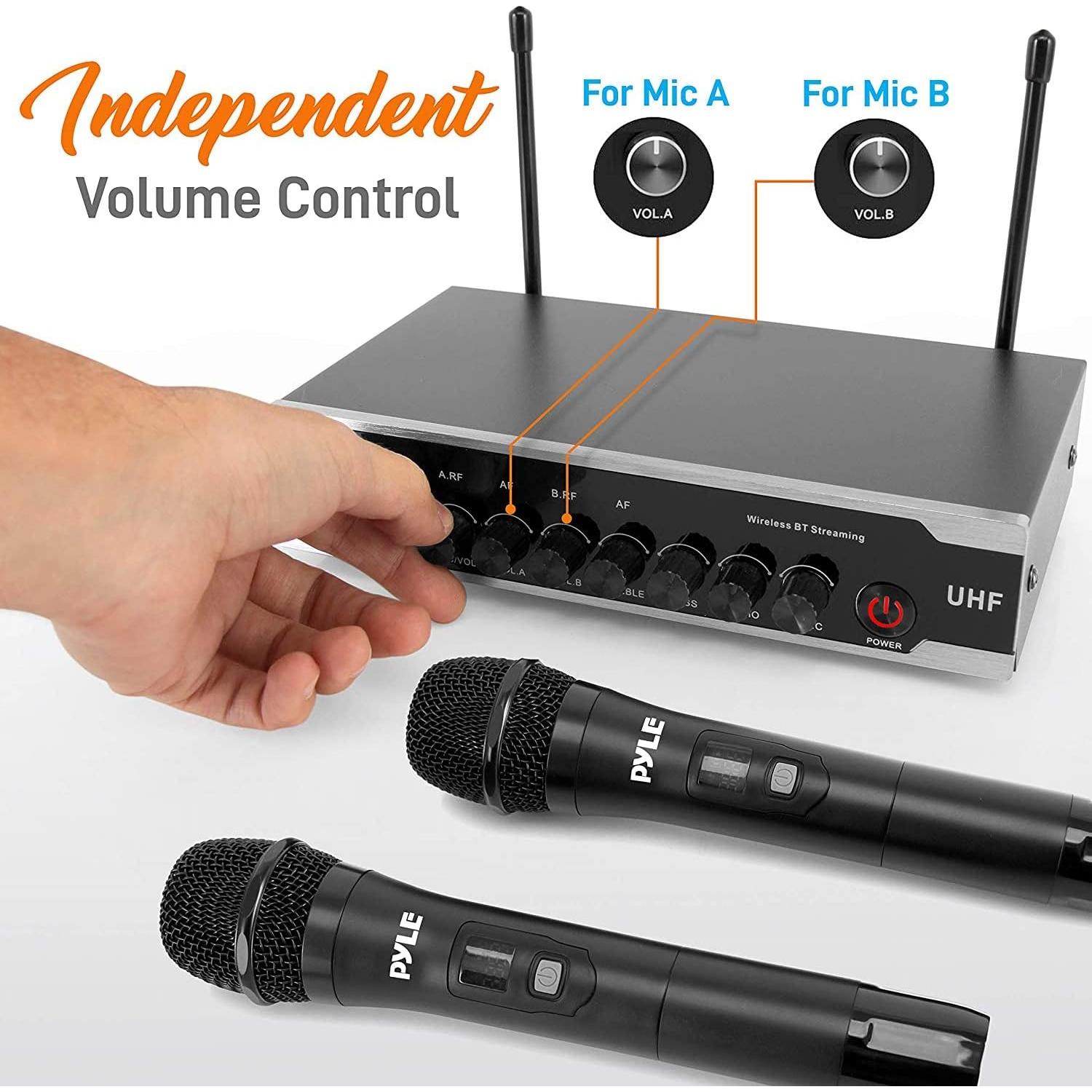 Sistema de micrófono inalámbrico UHF Pyle PDWM2125 - 2 micrófonos