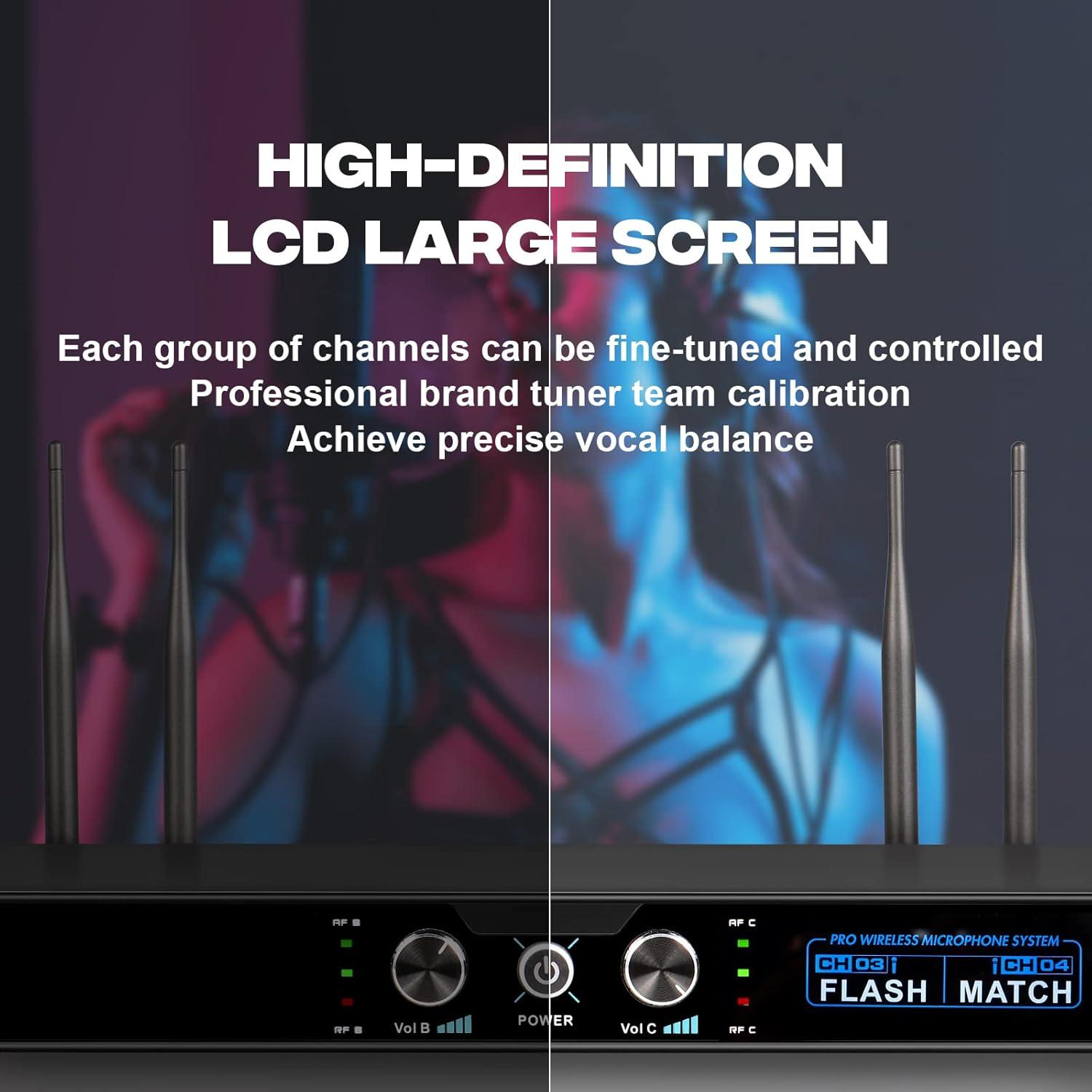 Sistema de Micrófono Inalámbrico G-MARK G440, 4 Canales UHF