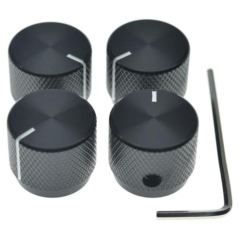 Paquete de 4 Perillas de Potenciómetro Aluminio 20mm Negro