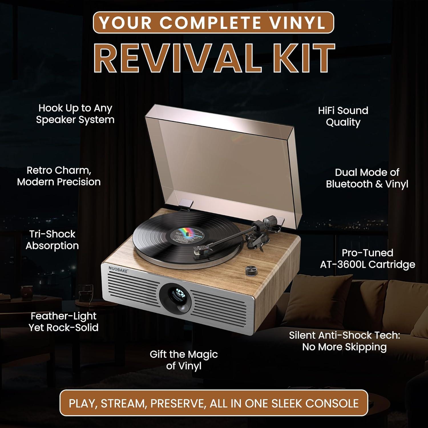 Reproductor de Vinilo Bluetooth NUOBAKE L5 Hi-Fi 9.98 kg