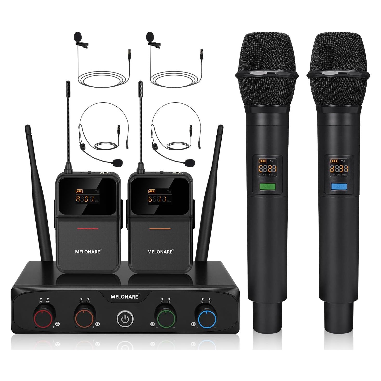 Sistema de micrófono inalámbrico Melonare MWM-41-2H2B 4 canales
