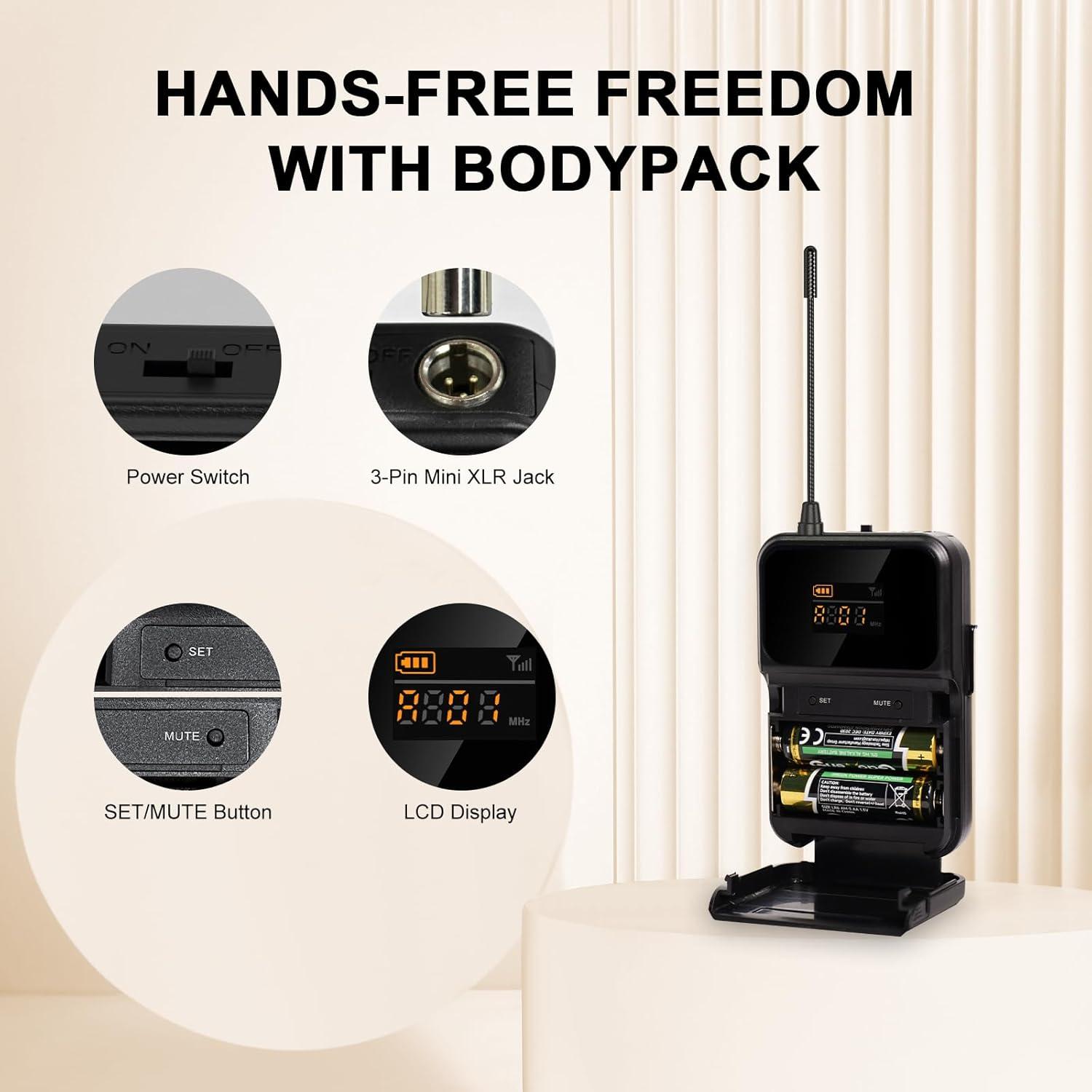 Sistema de micrófono inalámbrico Melonare MWM-41-2H2B 4 canales