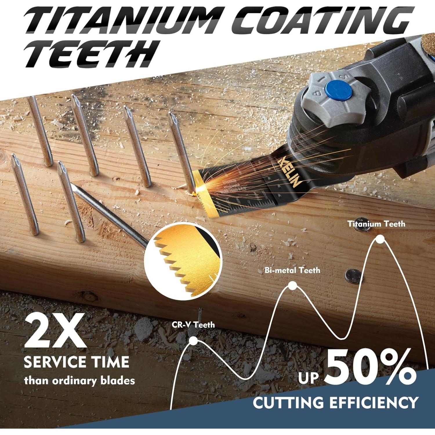 KELIN 64 Piezas Cuchillas Oscilantes Titanio para Metal y Madera