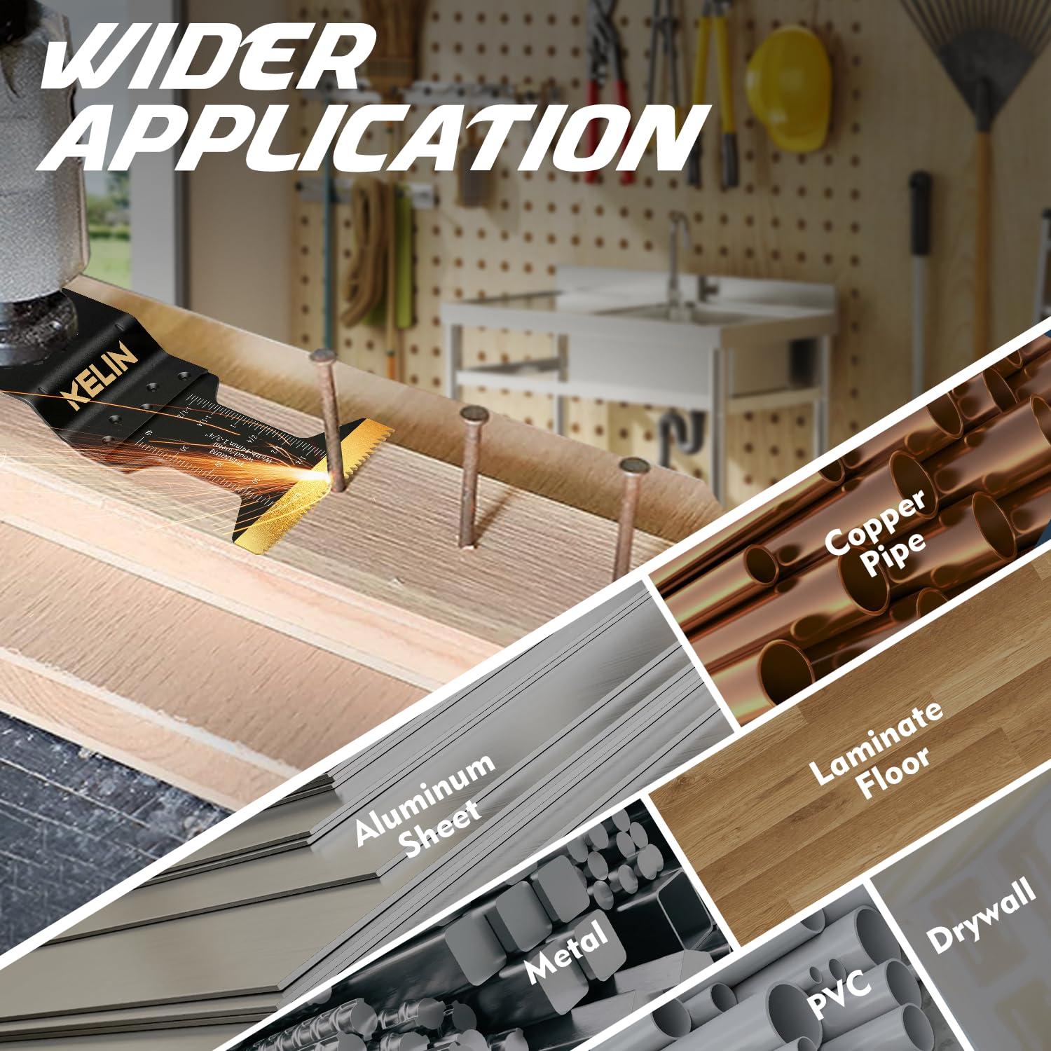 KELIN 64 Piezas Cuchillas Oscilantes Titanio para Metal y Madera