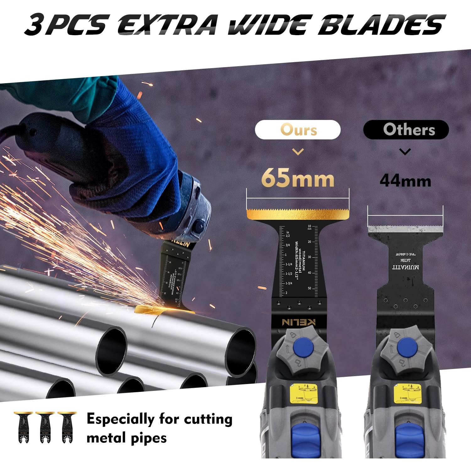 KELIN 64 Piezas Cuchillas Oscilantes Titanio para Metal y Madera