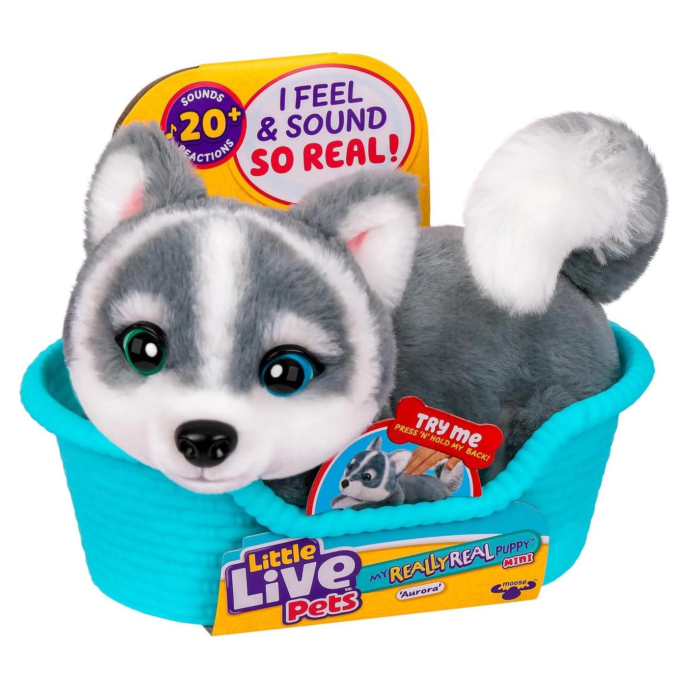 Perrito Mini Aurora Husky Moose Toys - Juguete Interactivo 11 cm