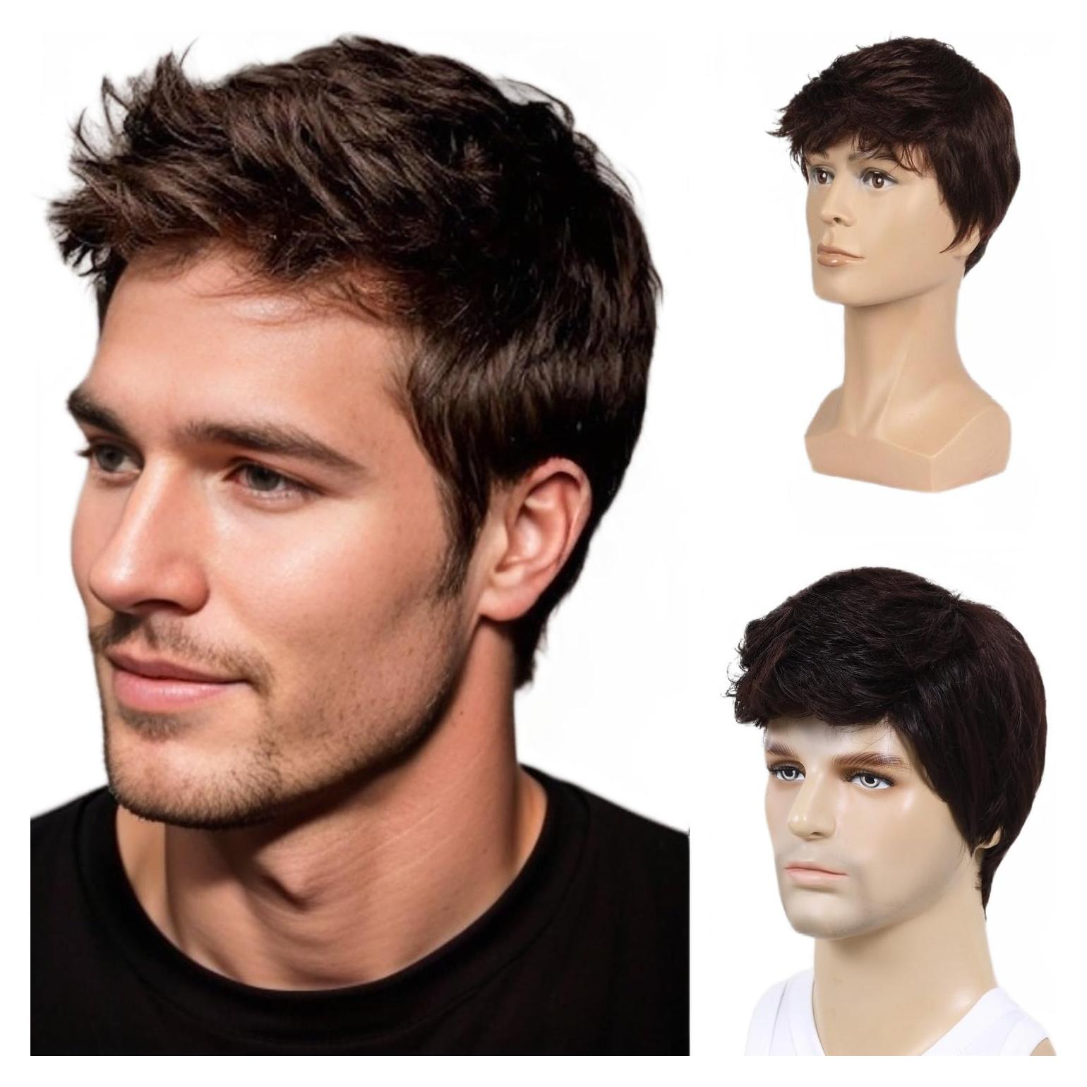 Peluca Corta Marrón para Hombre BEAUTY FLAG Sintética