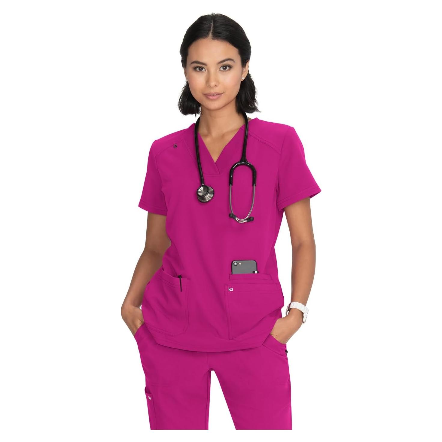 Top de Scrubs para Mujeres KOI Next Gen Rosa Azalea XX-Pequeño