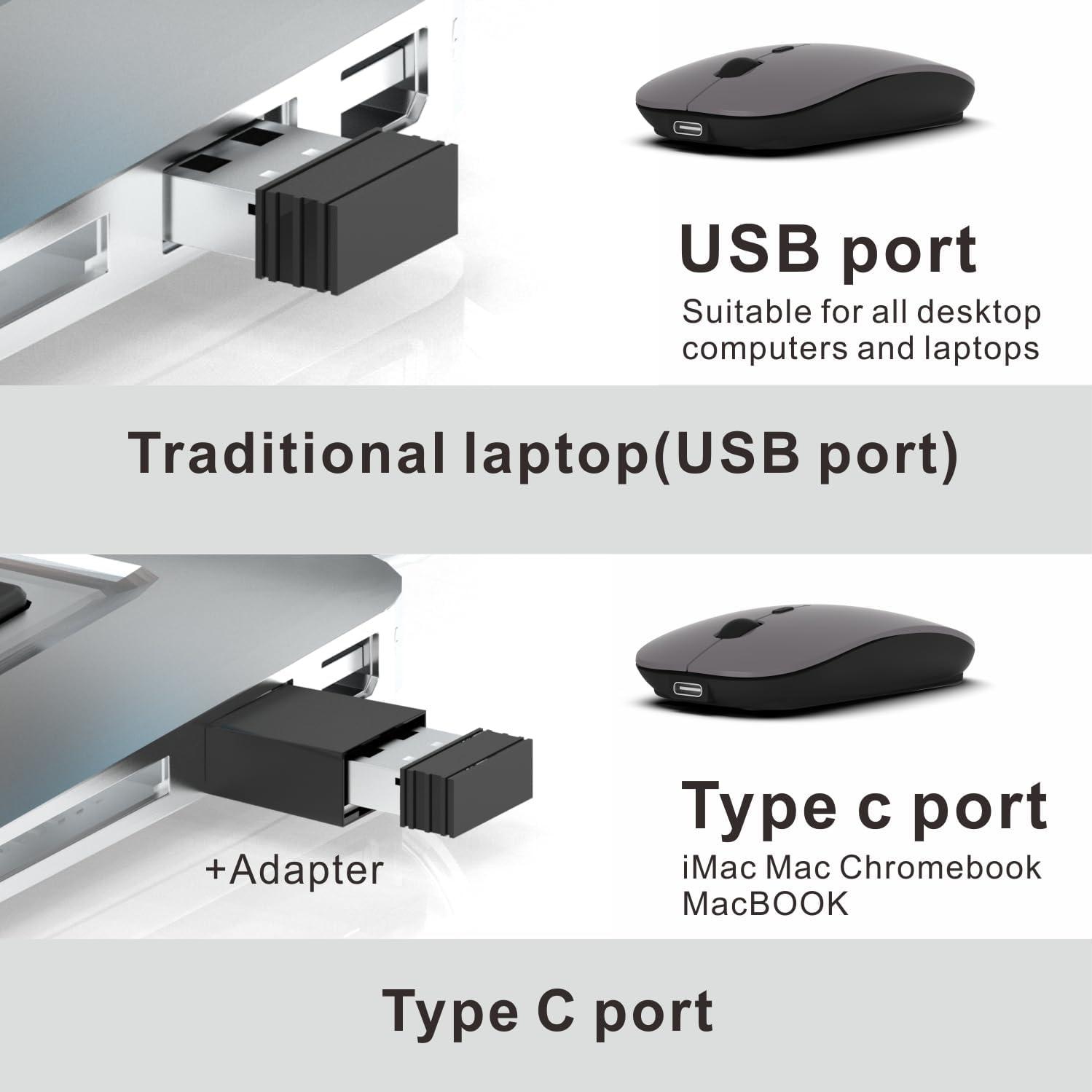 Ratón Inalámbrico Bluetooth HOTDREAM Gris Recargable 1600 DPI