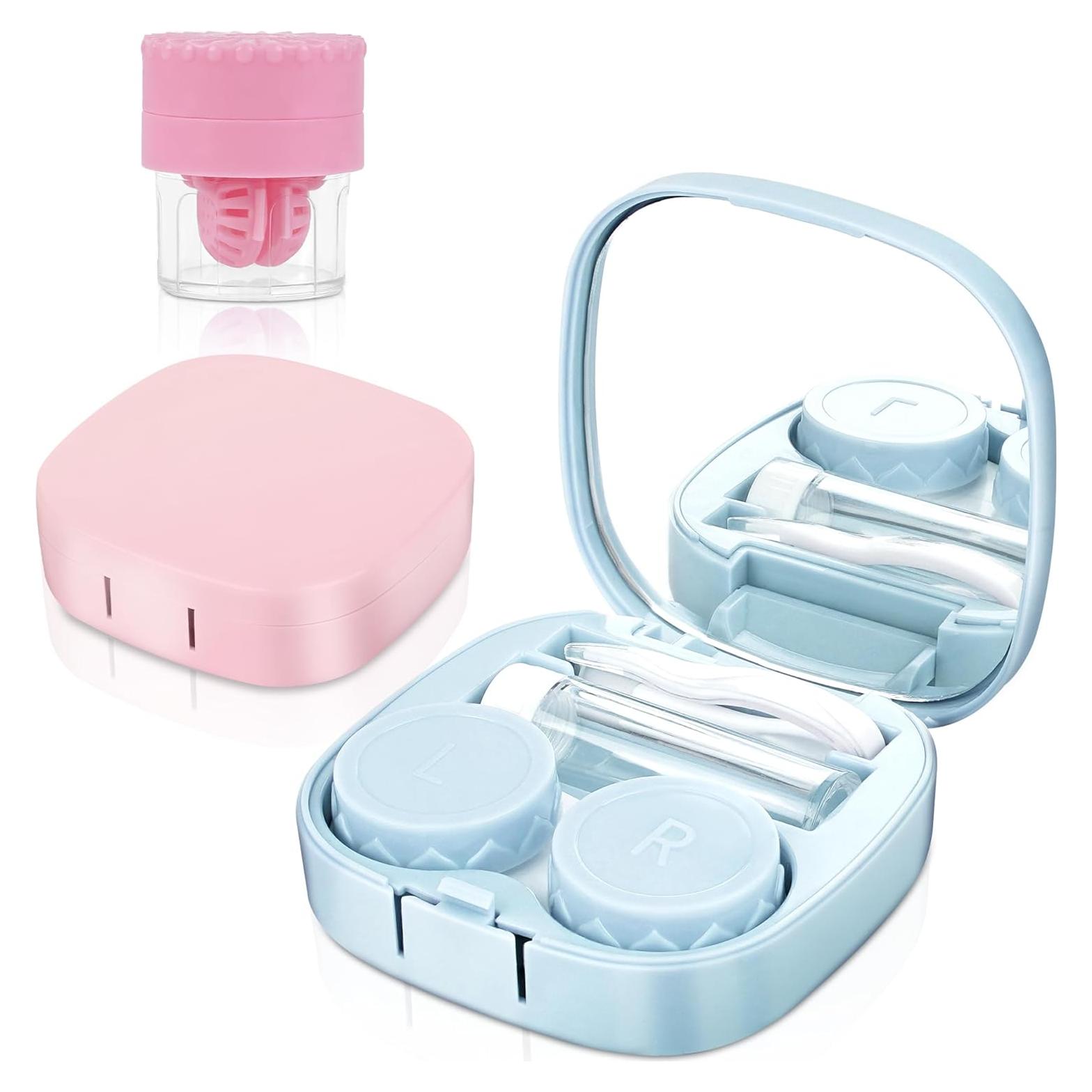 Estuches para Lentes de Contacto ReignSword - Kit de Viaje Rosa y Azul