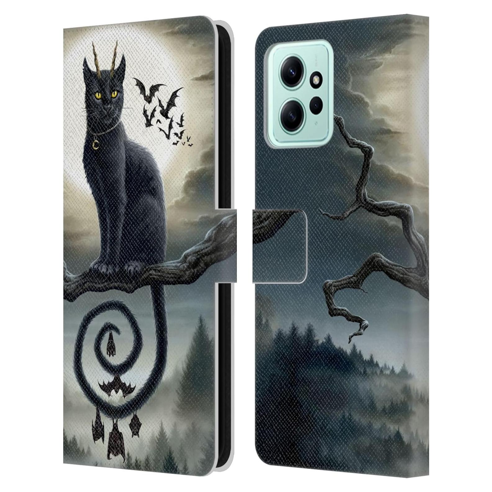 Funda de Cartera de Cuero Sarah Richter Gato Negro para Xiaomi Redmi 12