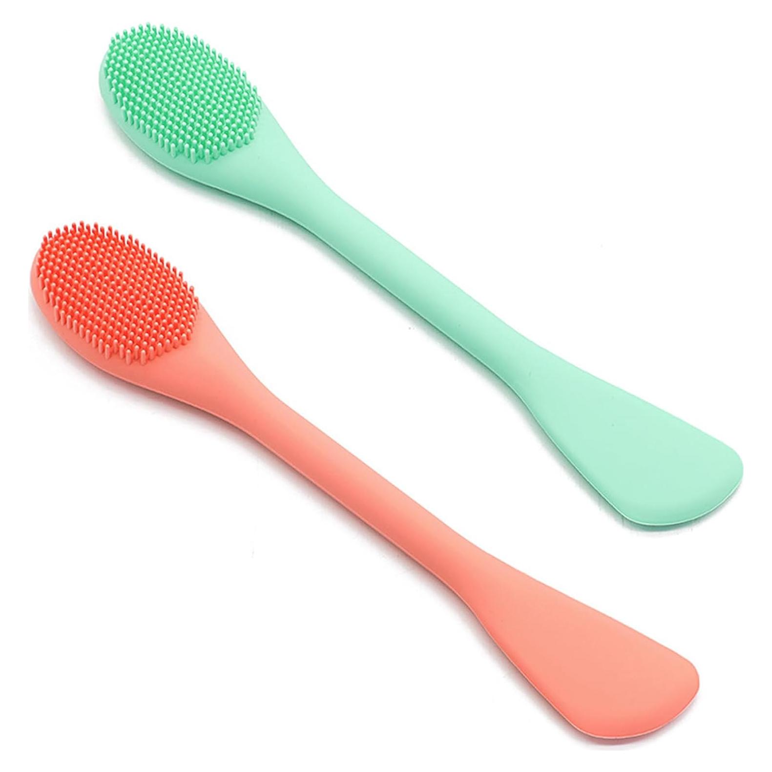 Brocha Aplicadora de Mascarilla Facial Silicona 17cm Naranja/Verde