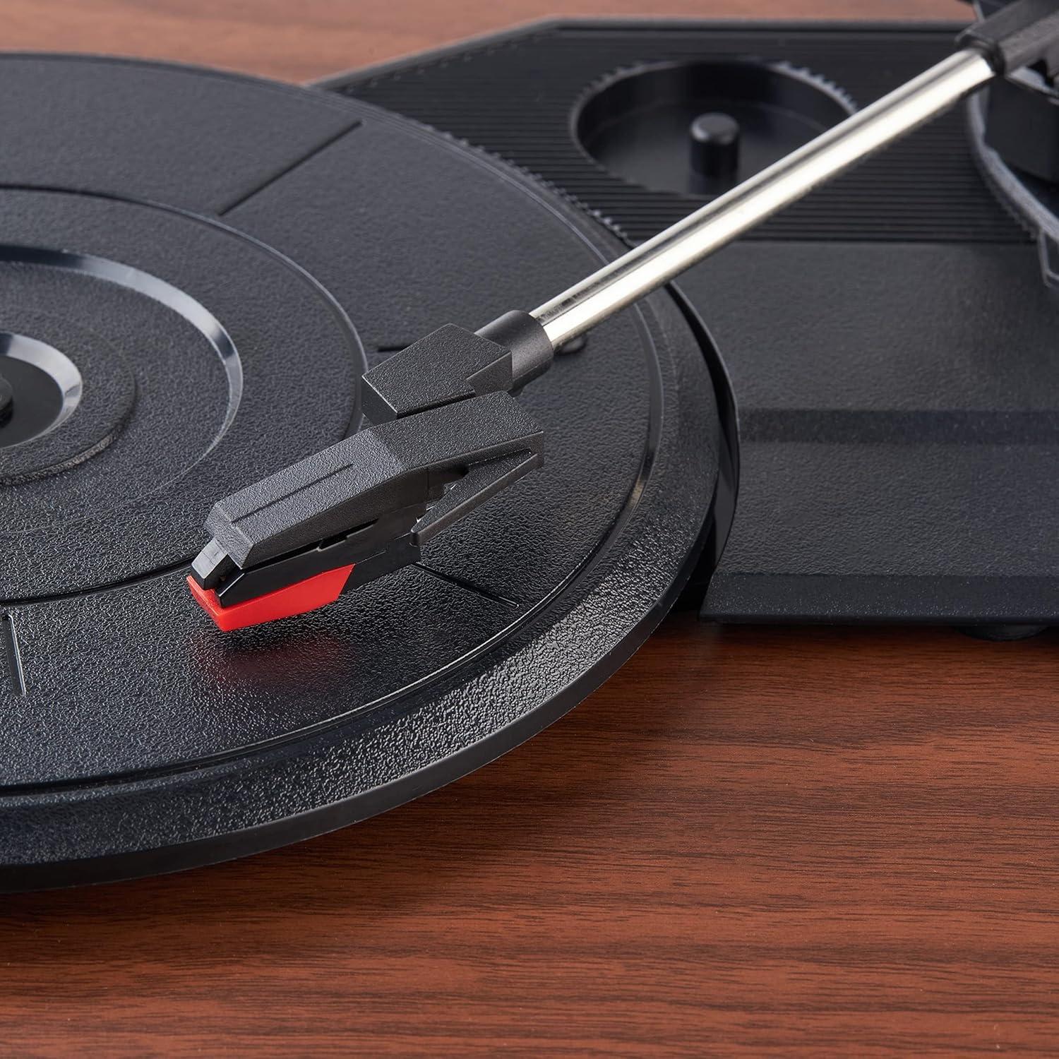 Reproductor de vinilo Amazon Basics Bluetooth 3 velocidades negro