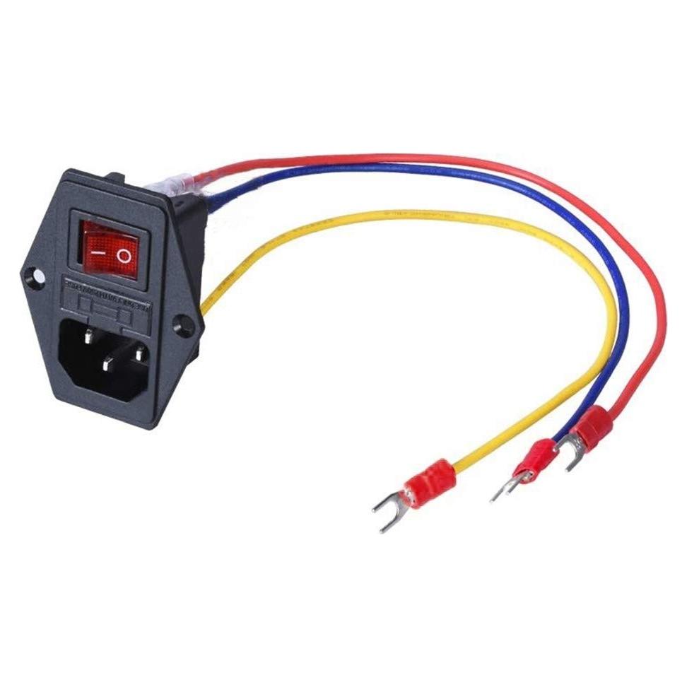 Interruptor Rocker 15A 250V 3Dman con Fusible 10A y Cableado 3 Pines