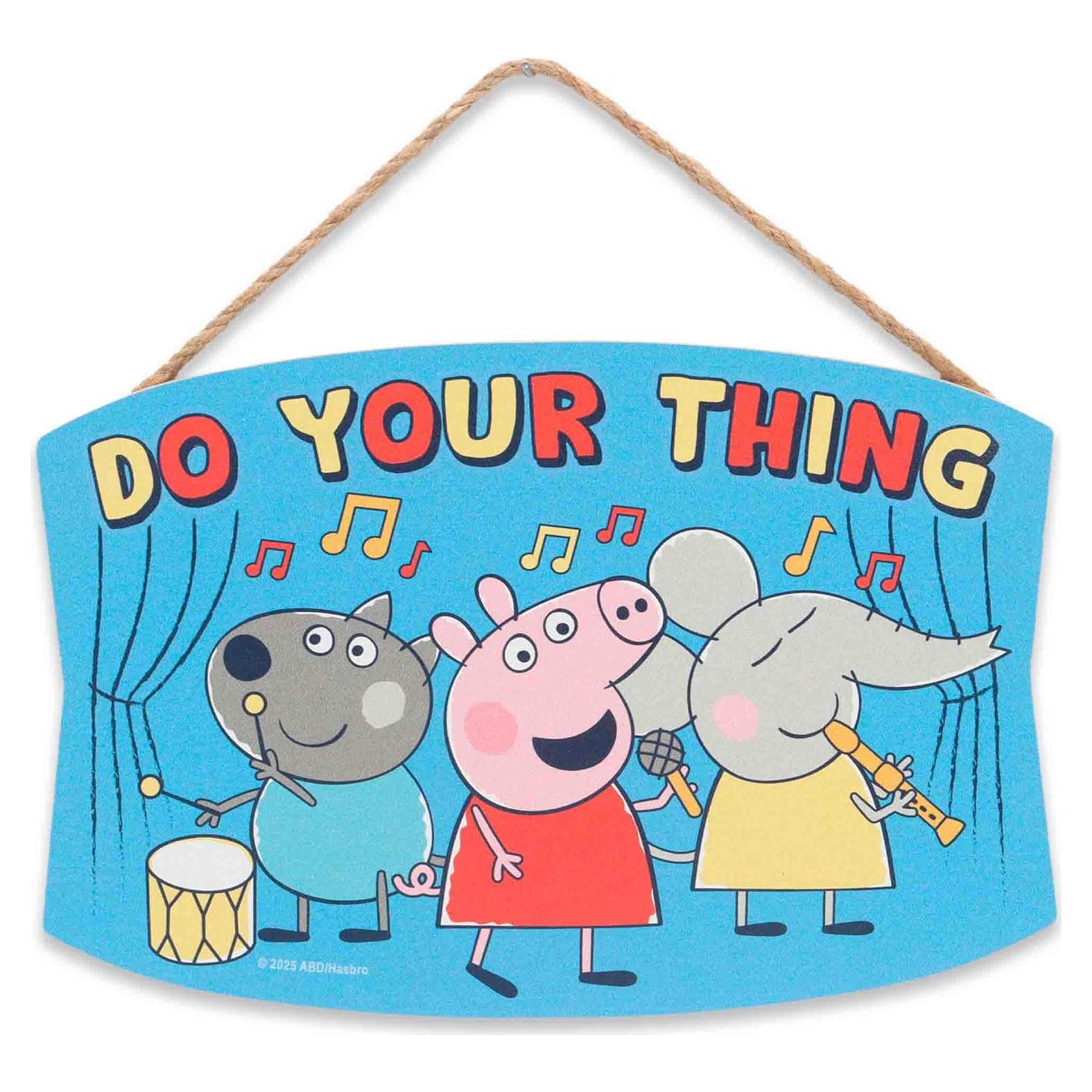 Cartel Colgante de Madera Peppa Pig Hasbro - 21x14 cm