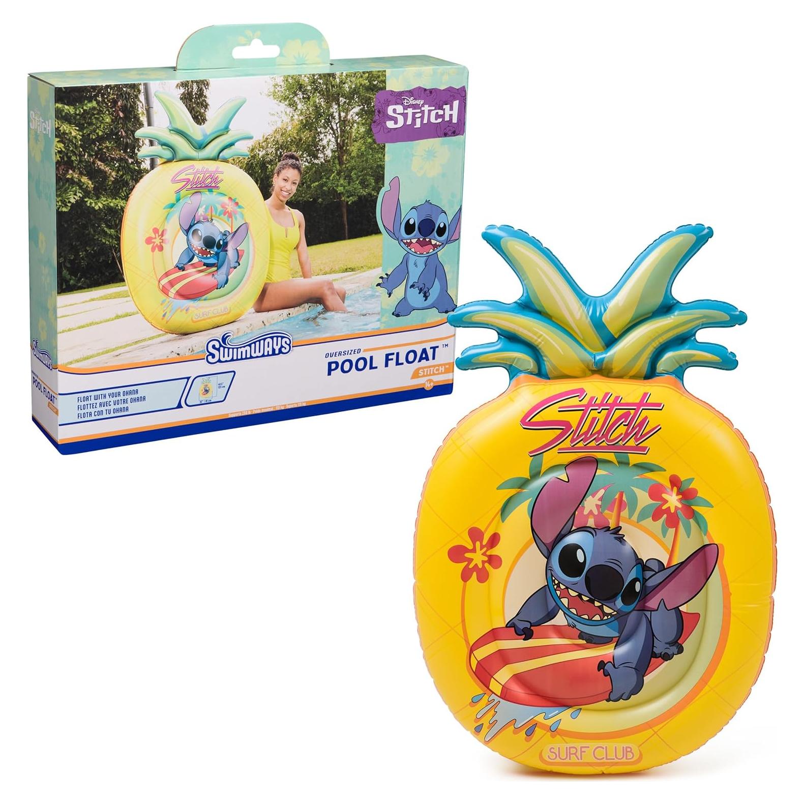 Flotador de piscina oversized Swimways Stitch 123 cm para adolescentes