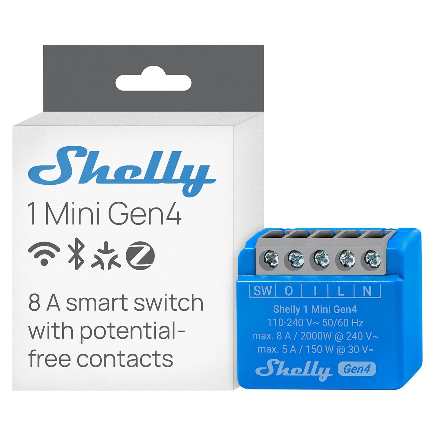 Interruptor Inteligente Shelly 1 Mini Gen4 | Wi-Fi, Zigbee, 8A