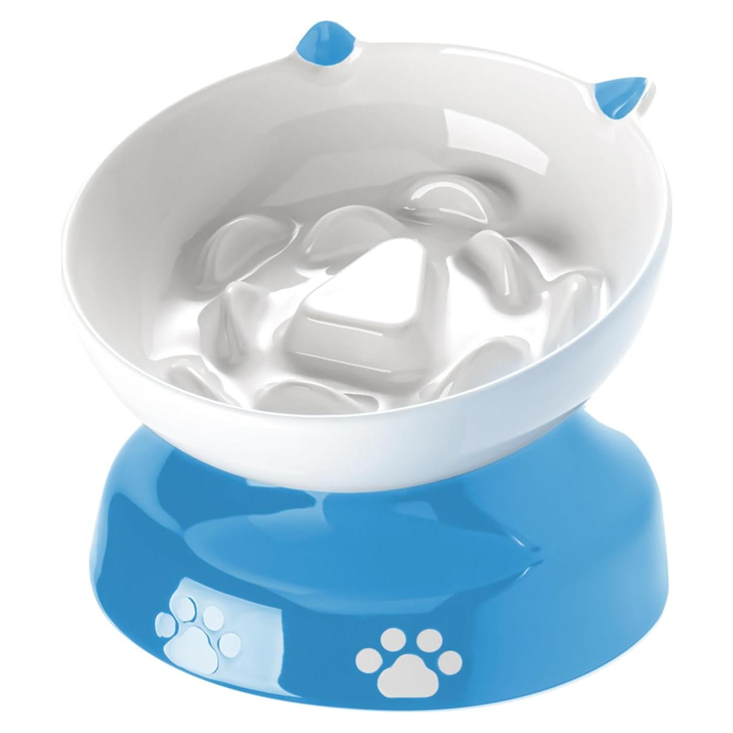 Cuenco Cerámico Elevado para Gatos Y YHY Azul 12.7cm