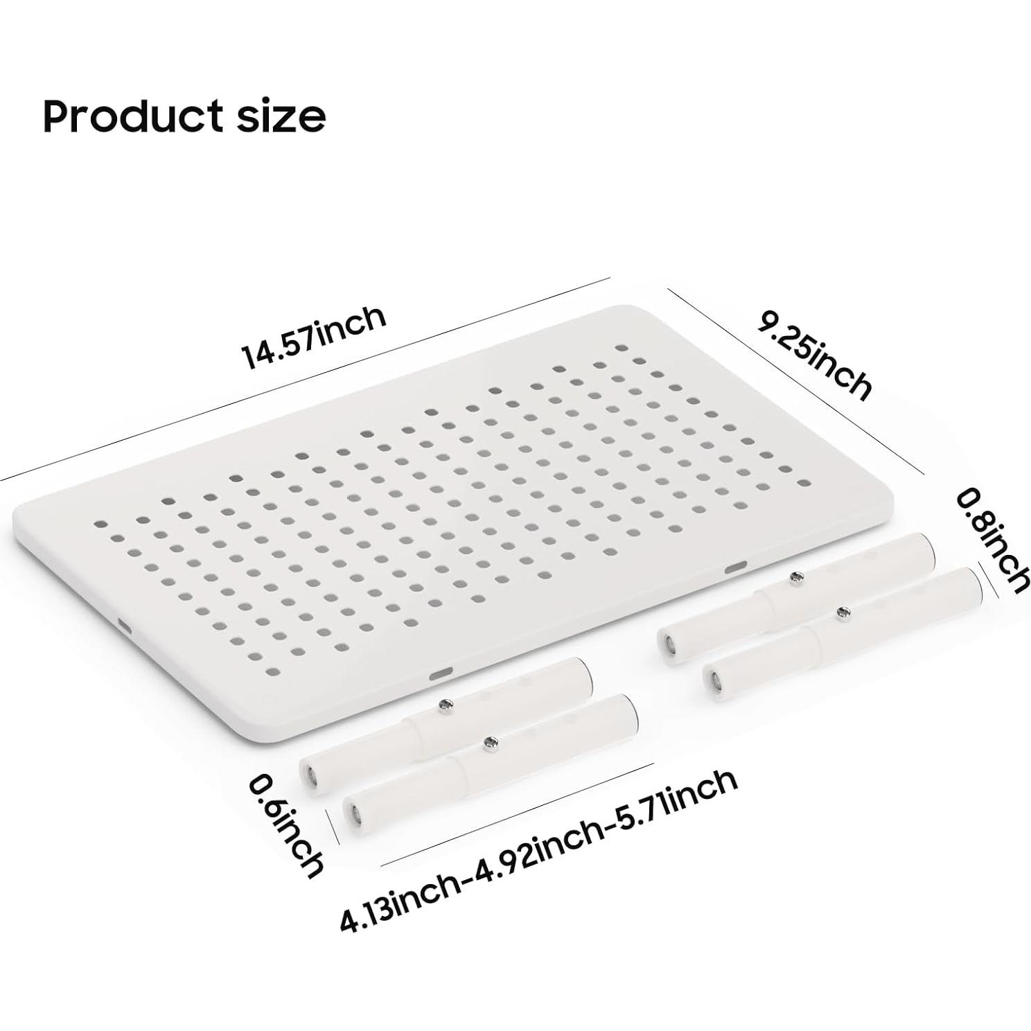 Soporte Elevado Antideslizante para Comedero de Mascotas - Ajustable 10.5-14.5cm - Blanco