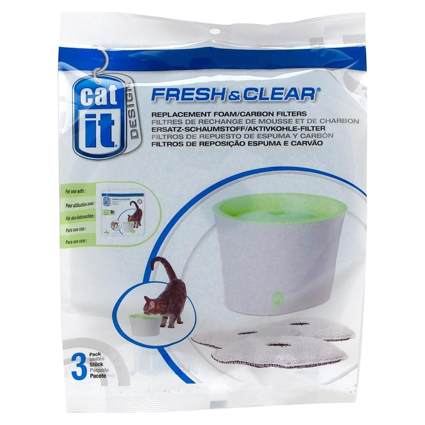 Cartucho de Carbono y Espuma Catit para Fuente de Agua 3 Pzas