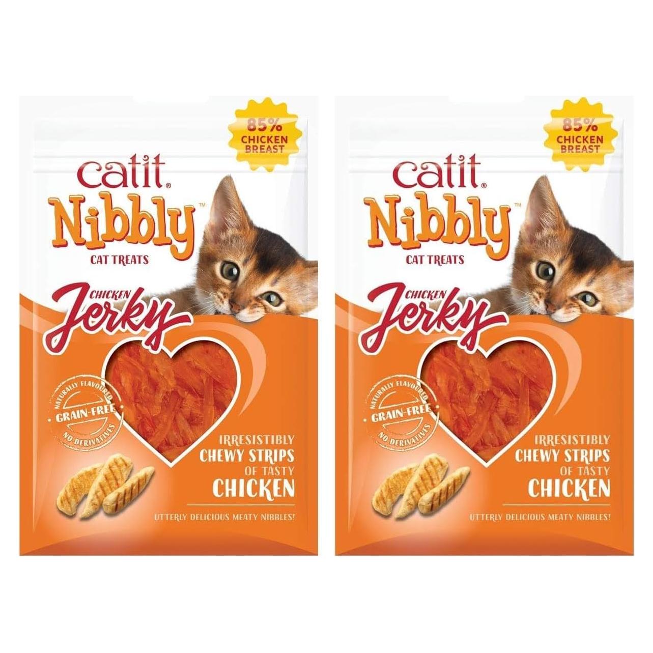 Golosinas para Gatos Catit Nibbly Jerky Pollo 30g (2 Paquetes)