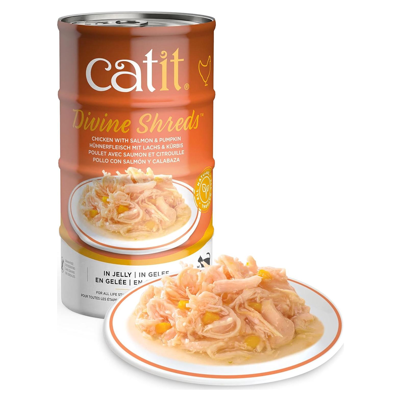 Comida húmeda para gatos Catit Divine Shreds 85g Pollo con Salmón y Calabaza