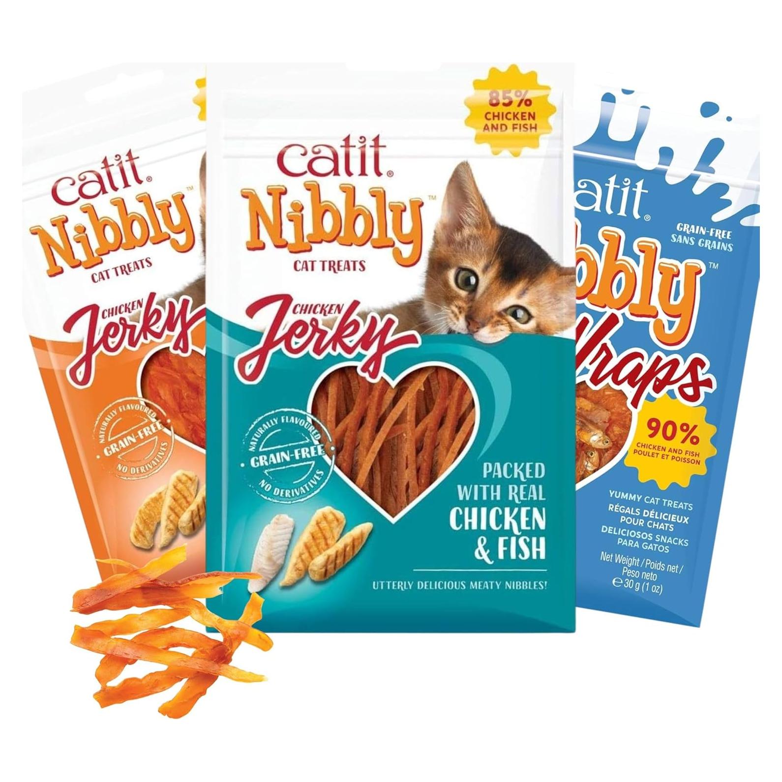 Trío de Golosinas Catit Nibbly 90 g - Snacks sin Granos para Gatos