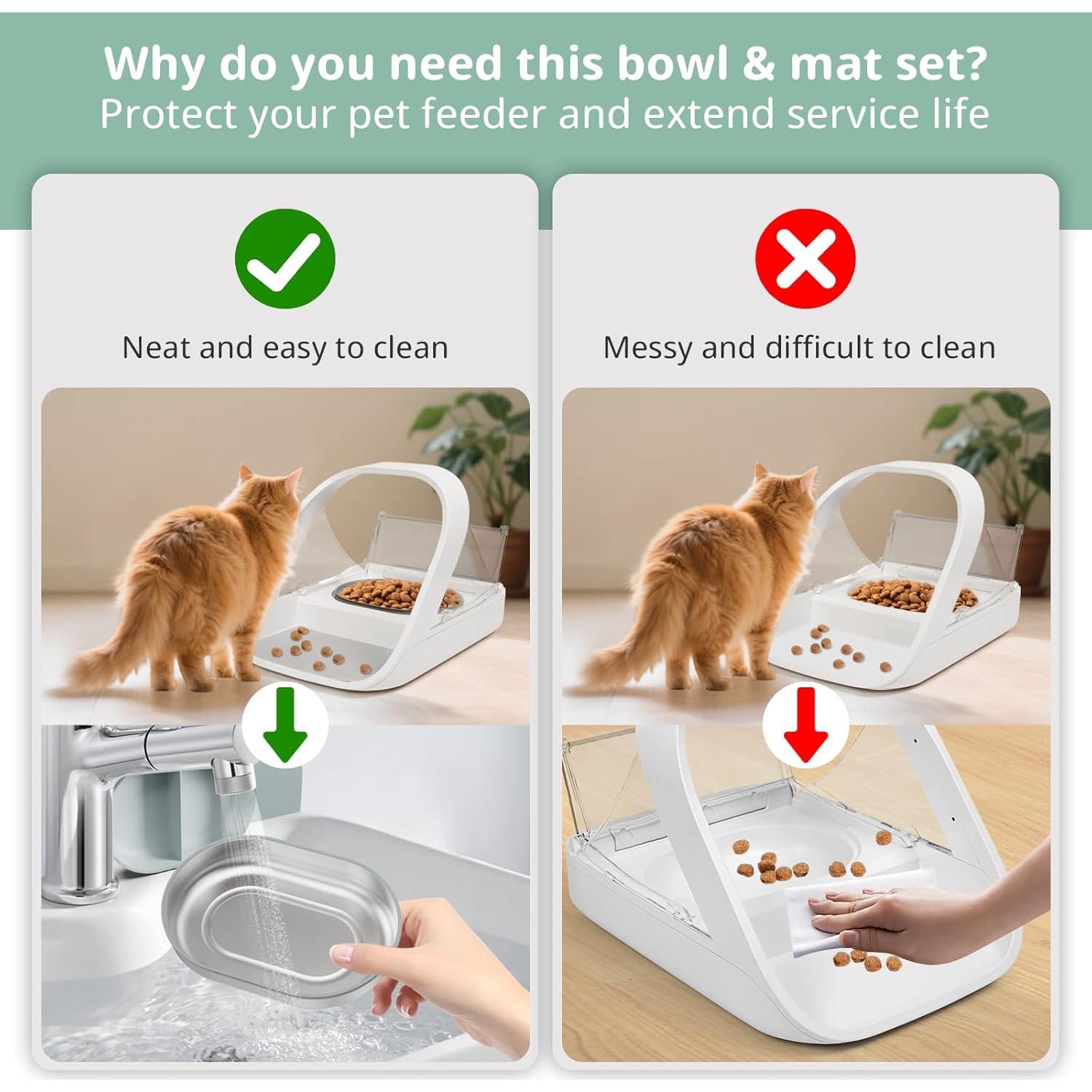 Tazones de Acero Inoxidable para Comedero Automático de Gato - Baofum