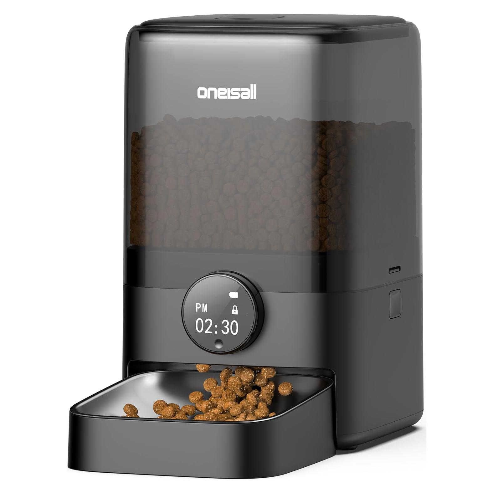 Comedero Automático para Gatos Oneisall 5L Programable Negro