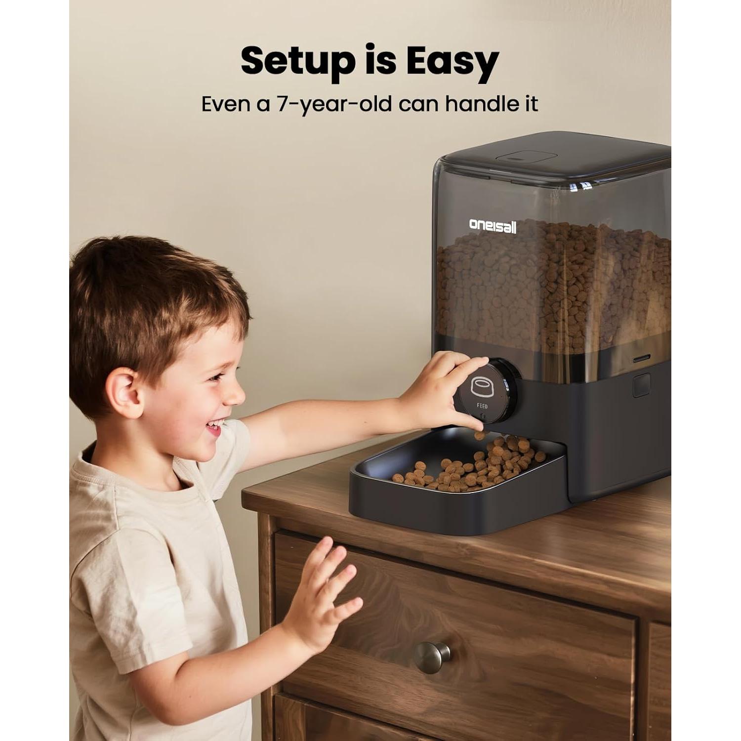 Comedero Automático para Gatos Oneisall 5L Programable Negro