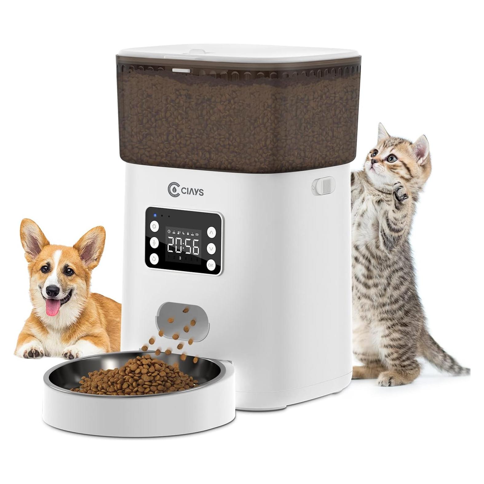 Comedero Automático para Gatos Ciays 4L Blanco Acero Inox