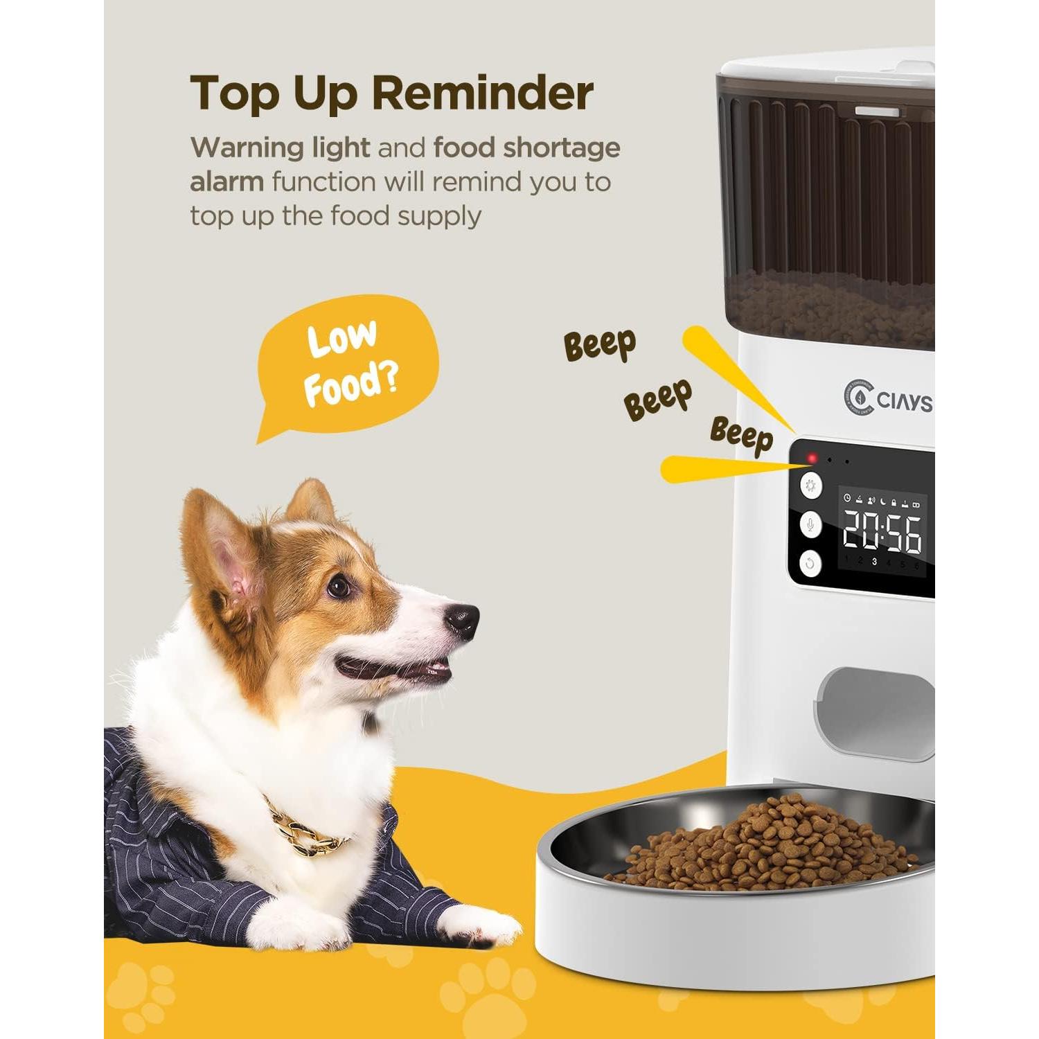 Comedero Automático para Gatos Ciays 4L Blanco Acero Inox