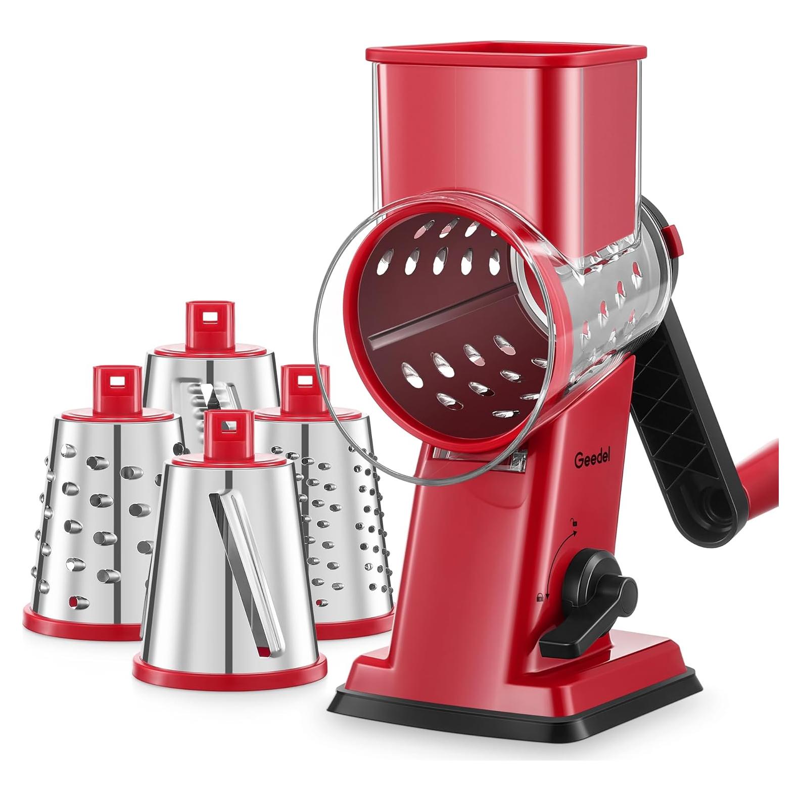 Rallador de Queso Rotatorio Geedel con 4 Cuchillas Intercambiables