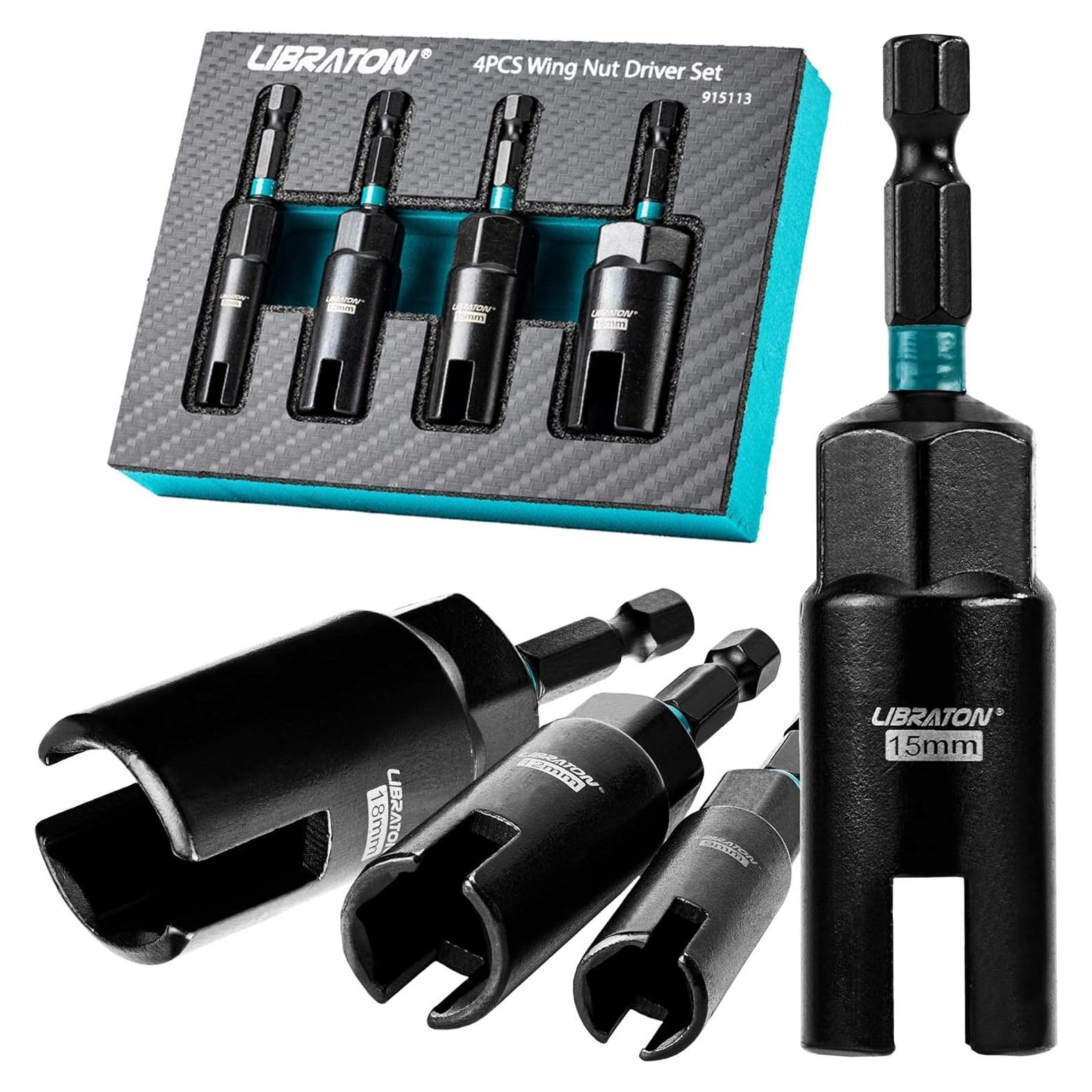 Juego de Controlador de Tuercas de Alas LIBRATON 4PCS 9-18mm