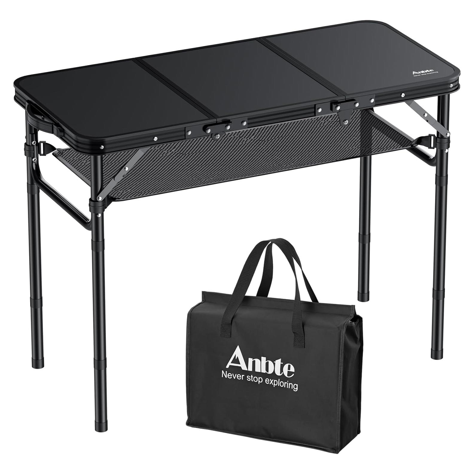Mesa de Camping Plegable Anbte 3 Pies con Red Almacenamiento