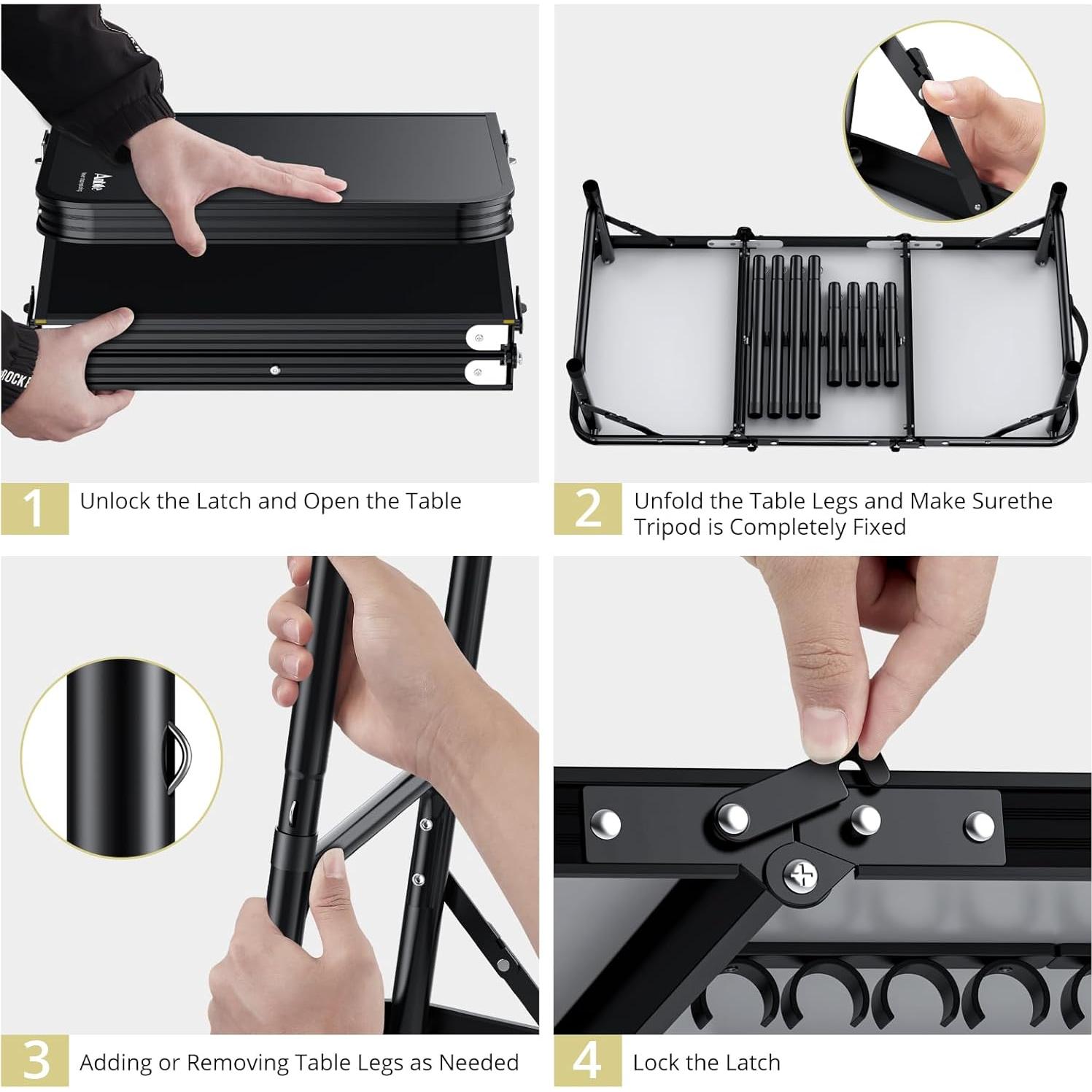 Mesa de Camping Plegable Anbte 3 Pies con Red Almacenamiento