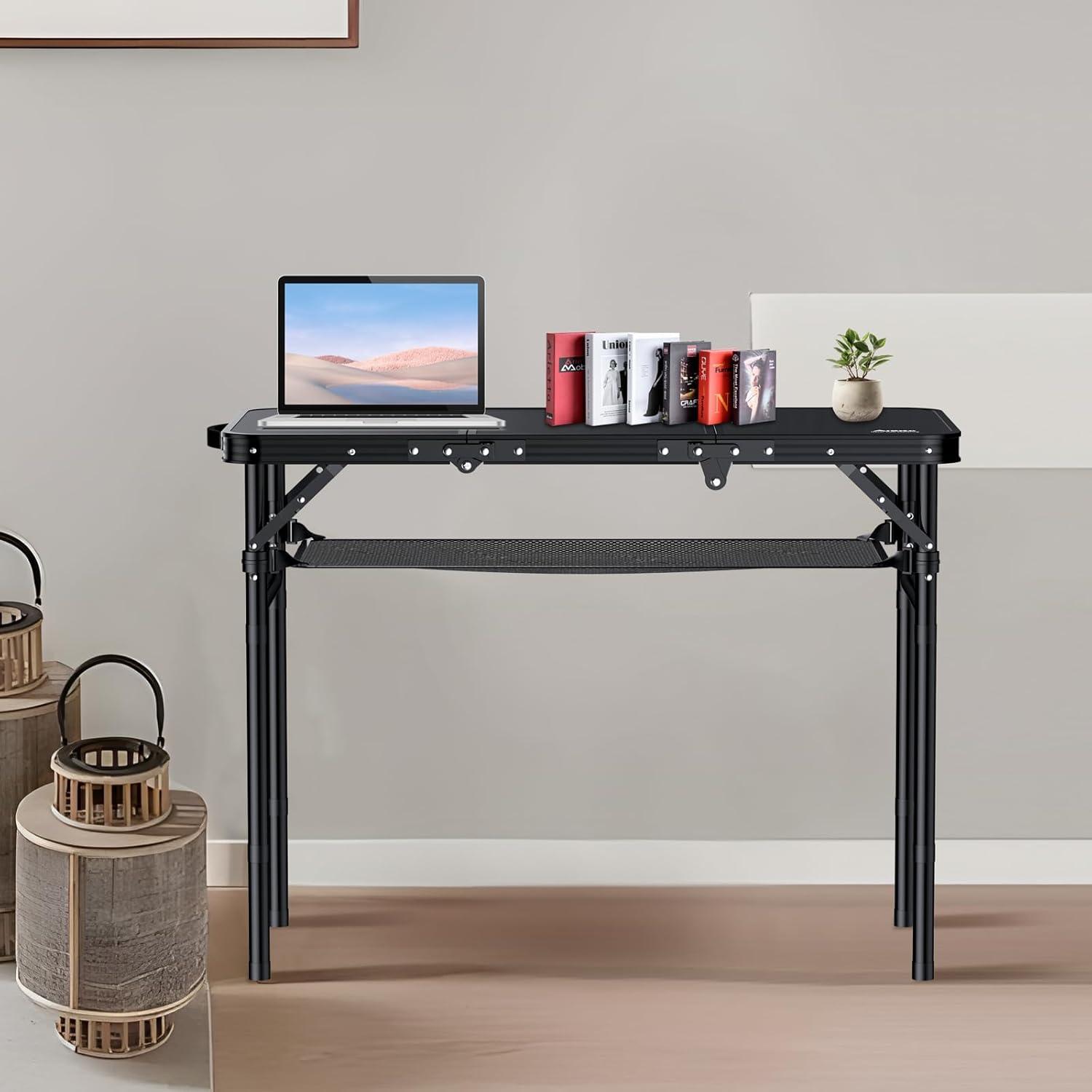 Mesa de Camping Plegable Anbte 3 Pies con Red Almacenamiento