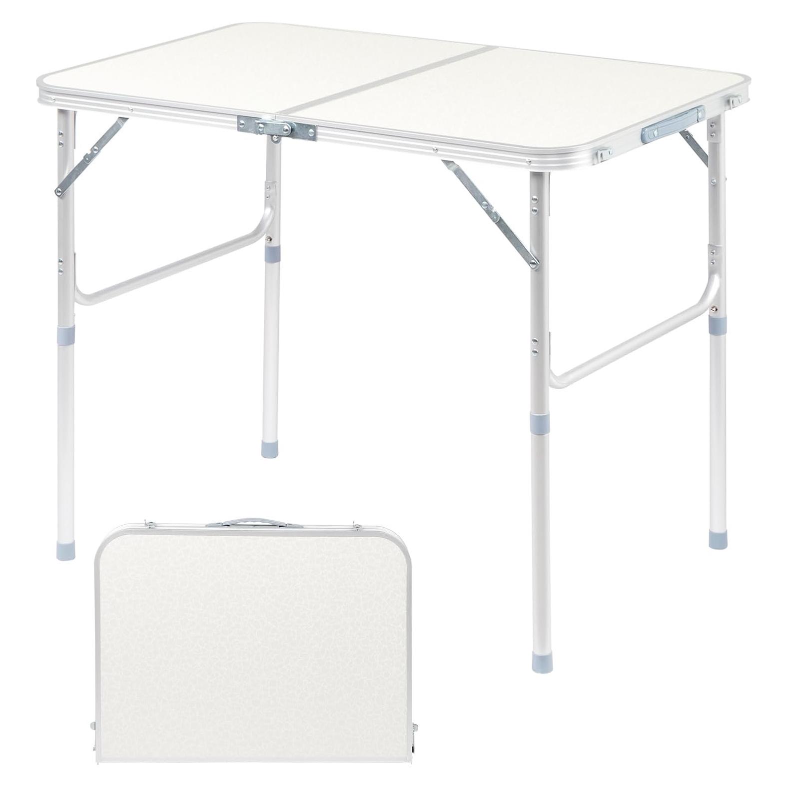 Mesa de Camping VINGLI 3ft Plegable Ajustable Blanca