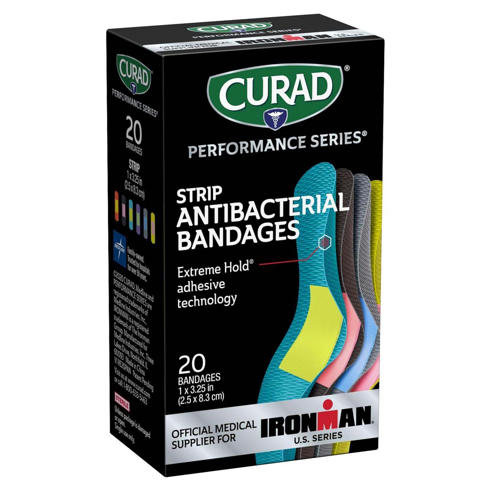 Vendajes Antibacterianos CURAD IRONMAN 20 Unidades 2.54x8.26cm