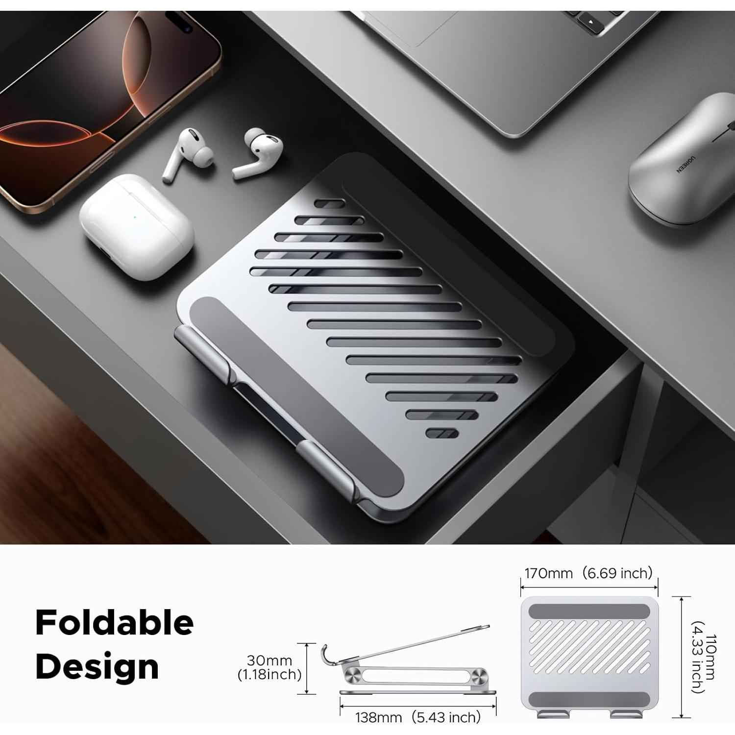 Soporte para Tableta UGREEN Ajustable Aluminio Plata 4-13"