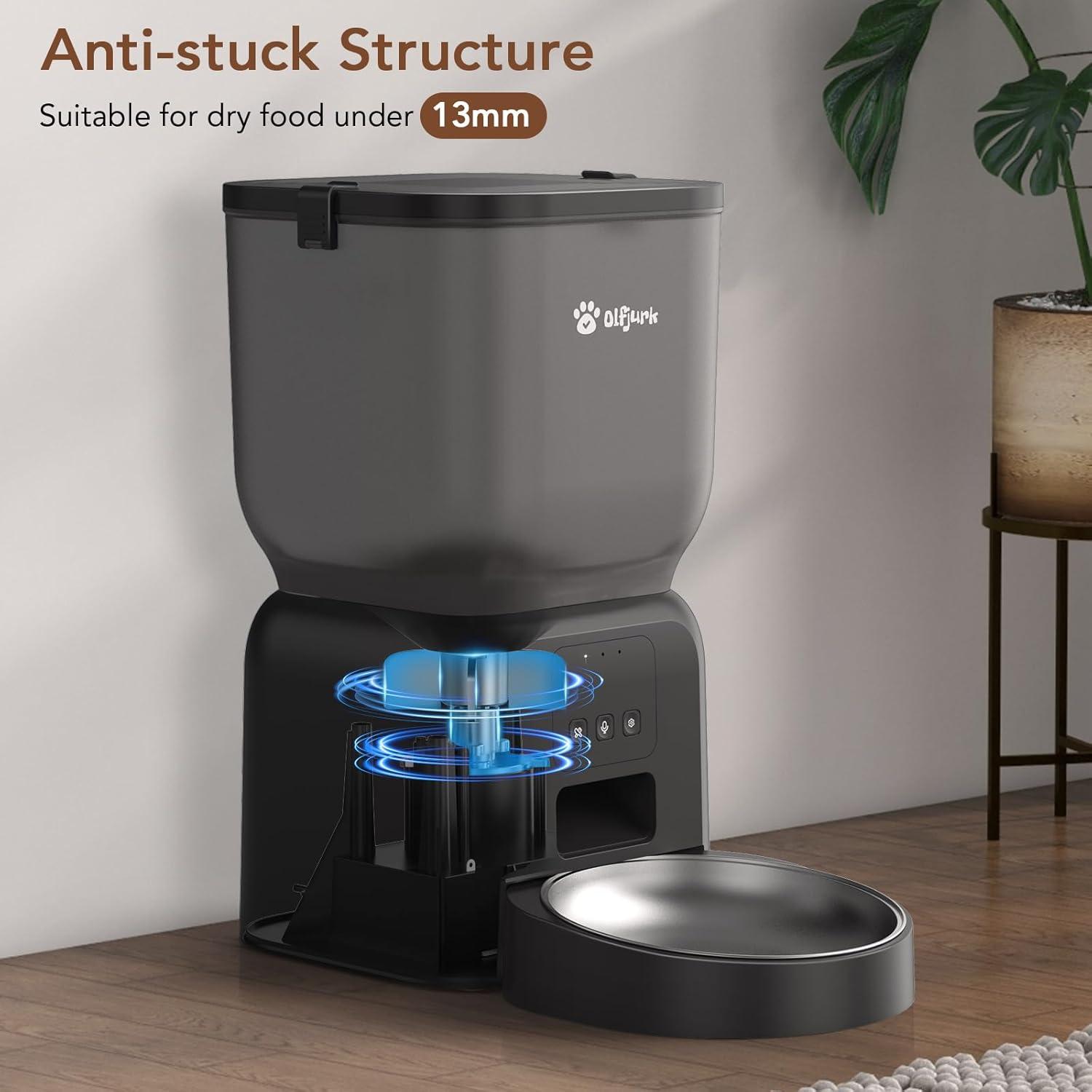 Comedero Automático Olfjurk 4L para Perros y Gatos WiFi