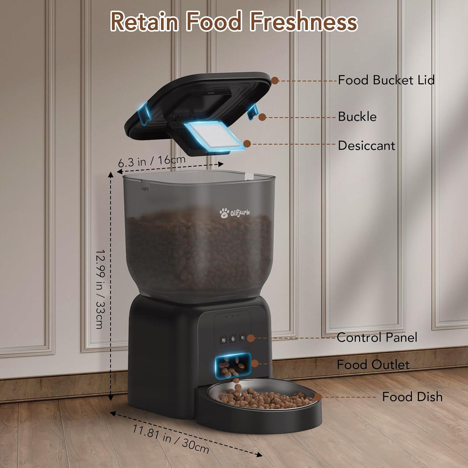 Comedero Automático Olfjurk 4L para Perros y Gatos WiFi