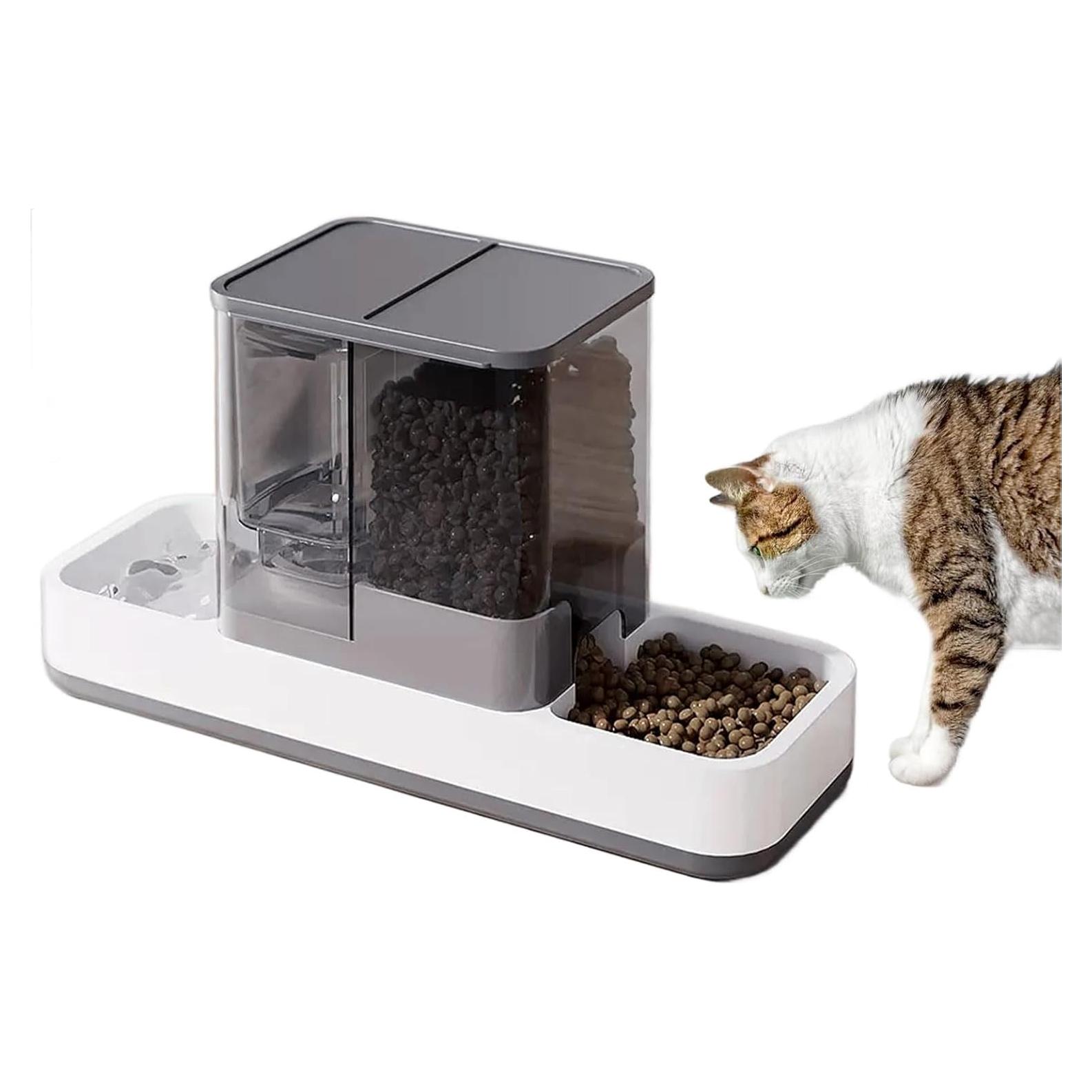 Dispensador automático de comida y agua Kathson 2 en 1 gris