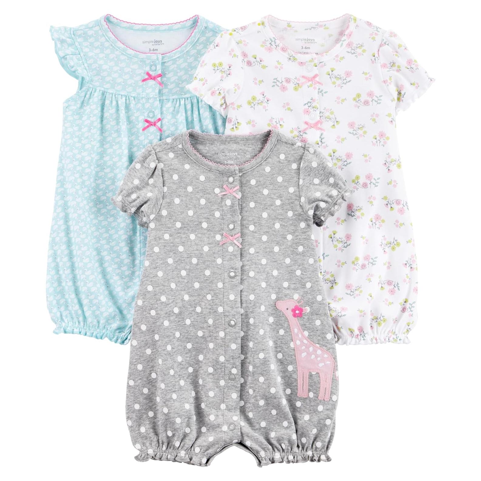 Monos para Bebé Niña Carter's 3-Pack Estampados Cortos