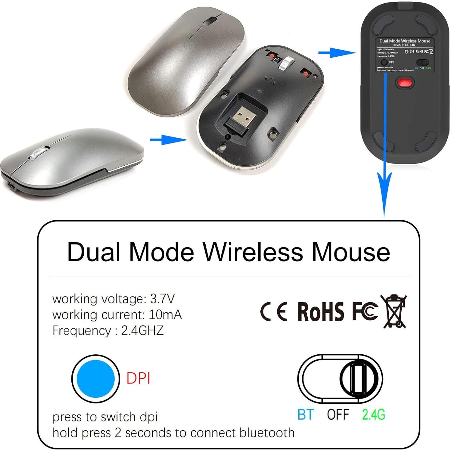 Ratón Inalámbrico Bluetooth Recargable Comeic M8 Negro