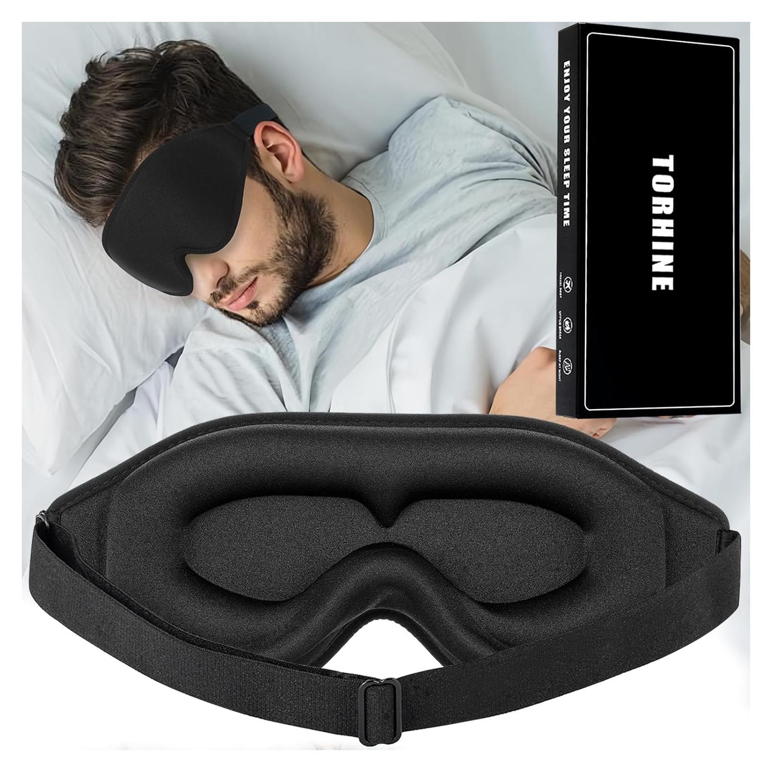 Máscara de Sueño 3D ToRhine Ajustable para Dormir - Negro