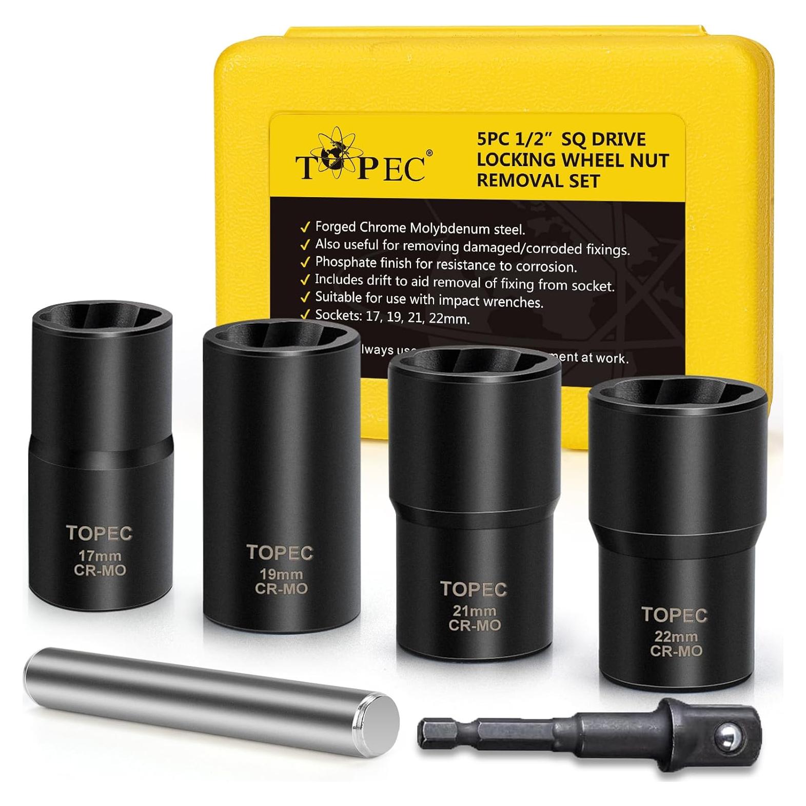 Kit de Extracción de Tuercas Topec 6PCS 17-22mm Acero